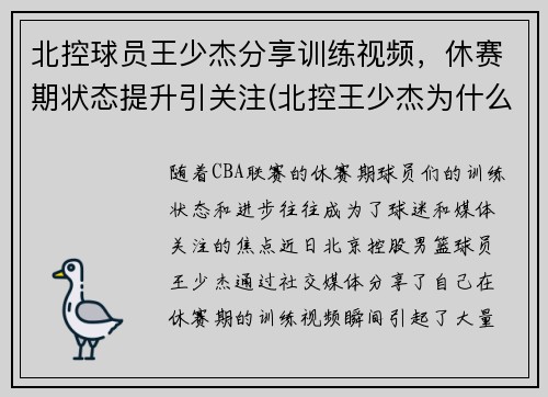 北控球员王少杰分享训练视频，休赛期状态提升引关注(北控王少杰为什么不上场)