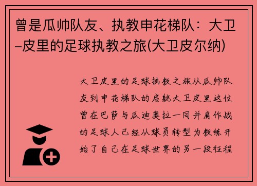 曾是瓜帅队友、执教申花梯队：大卫-皮里的足球执教之旅(大卫皮尔纳)