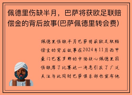 佩德里伤缺半月，巴萨将获欧足联赔偿金的背后故事(巴萨佩德里转会费)